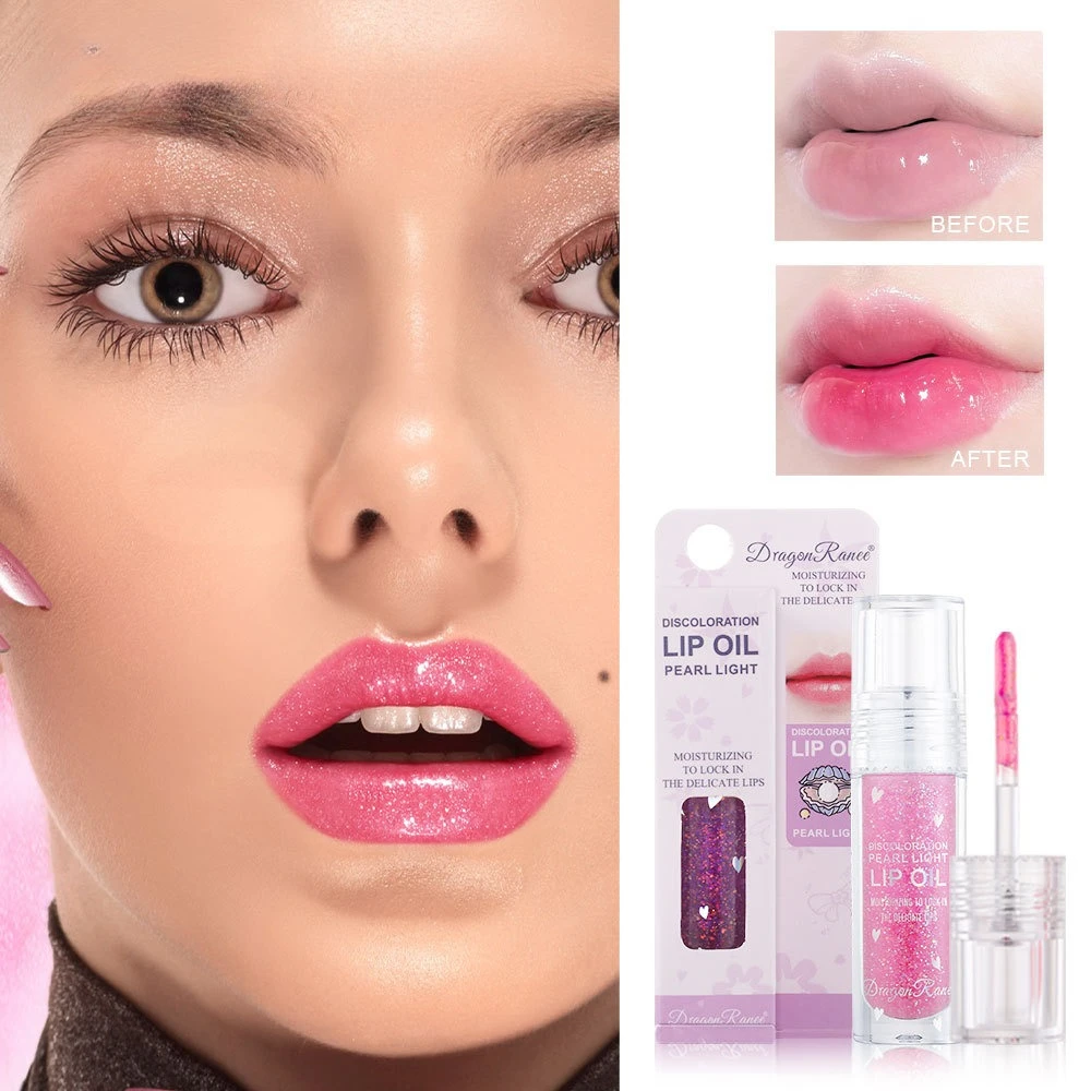 IJsde lipgloss met fijne glitter parelmoer hydraterende vervagende liplijnen lipglazuur lippenstift basis temperatuurveranderend