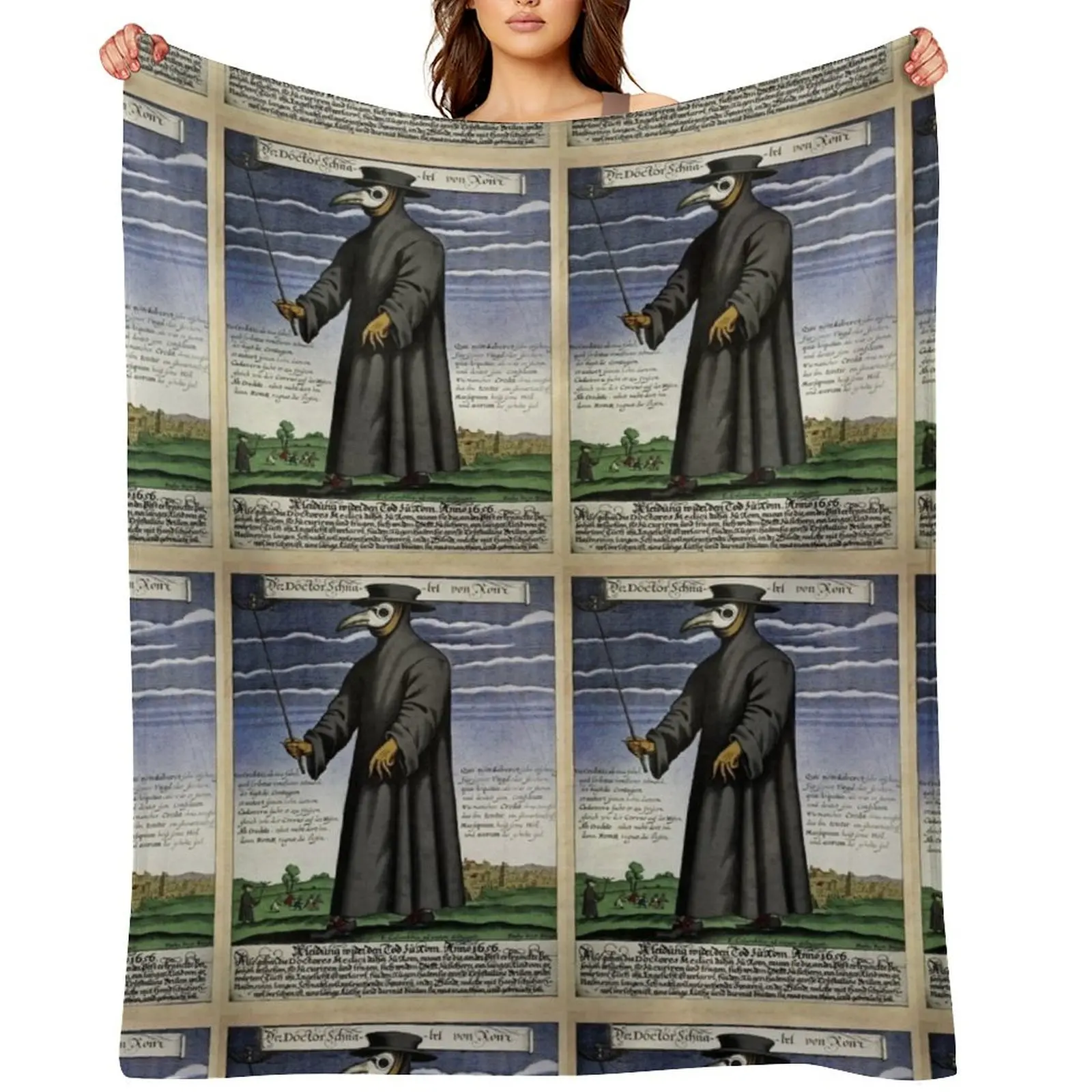 

Plague Doctor, Middle Ages Throw Blanket Plaid christmas decoration Retros Quilt Blankets