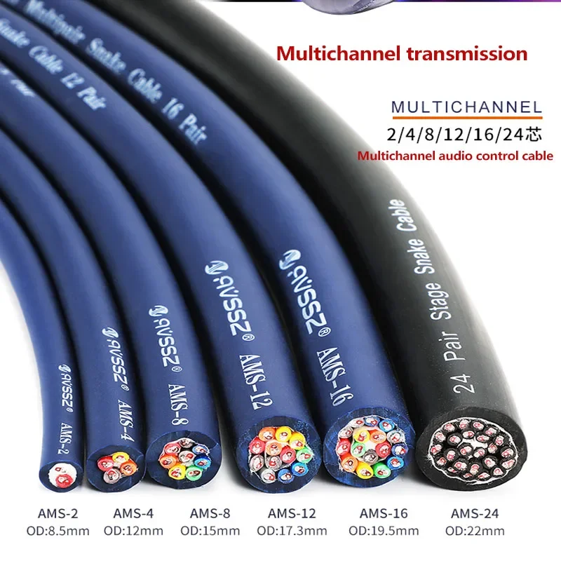 1-6 Meter AVSSZ Multichannel Cable 2/4/8/12/16/24 Way Multi-core Audio Stage Signal Cable Mixer XLR Male /Female Rainbow Cable