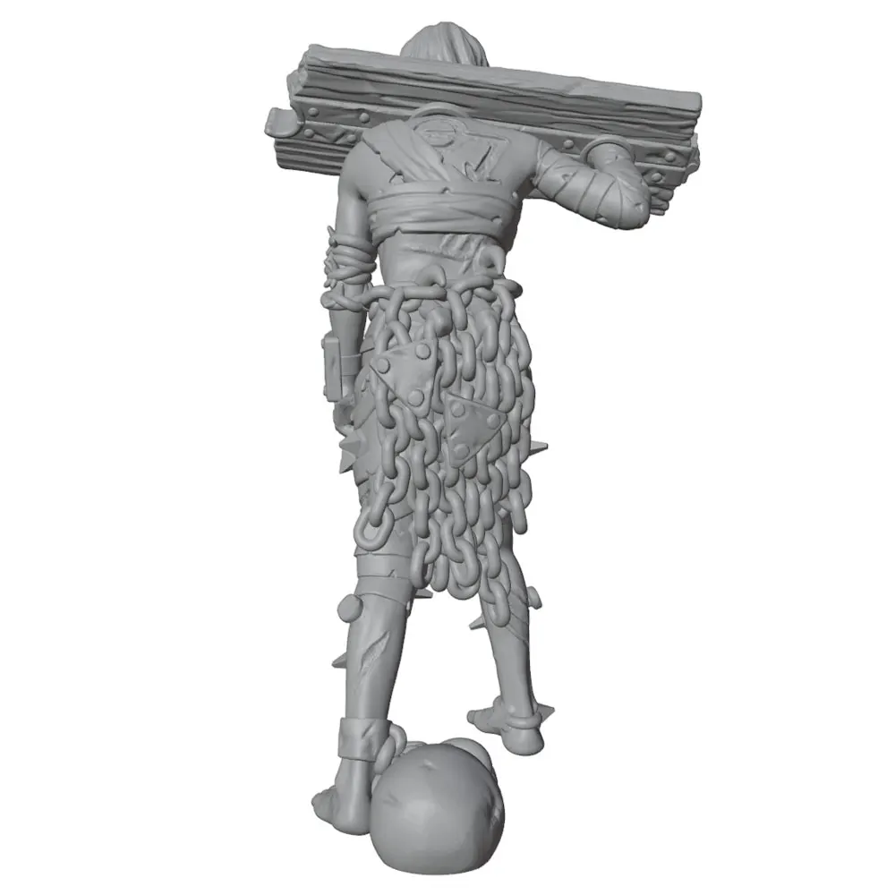 1/24 7.5cm Chain-link resin model, woman who refuses to yield to fate, 3D printed gray statue, DIY doll model, not colored