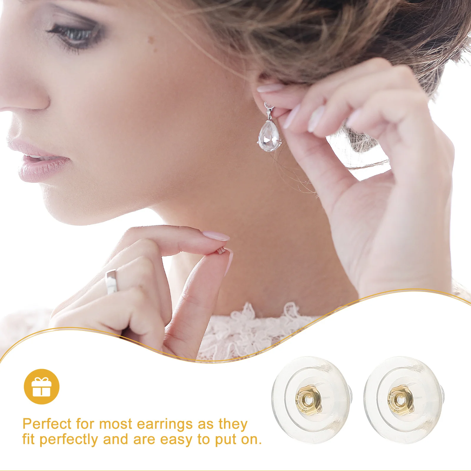 100Pcs Clear Silicone Earring Backs Locking Studs Safety DIY Accessories Earring Backs Back for Earrings Replacement,