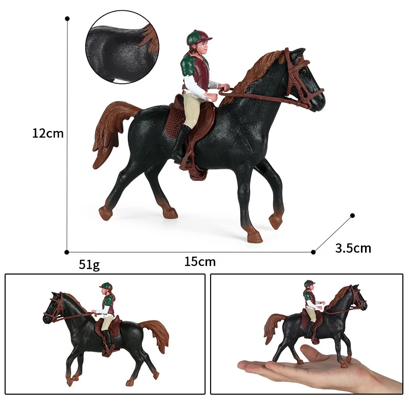 1Set Simulation Animals Horse racing Models Action Toy Figures Solid Collection Model Miniatures