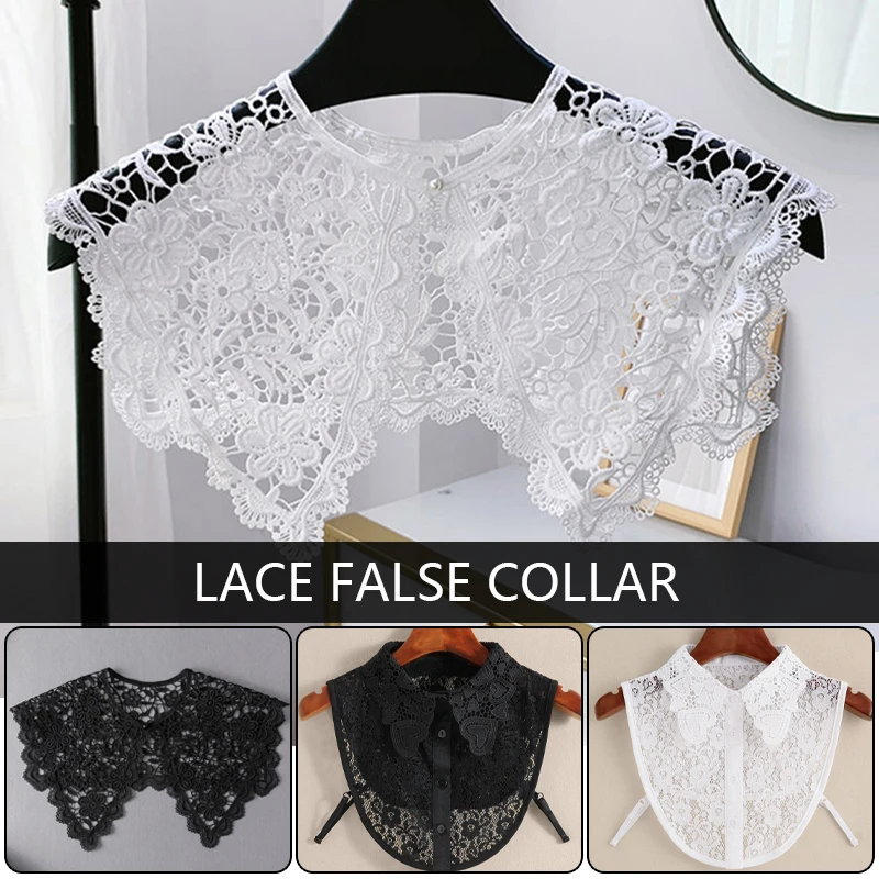 Frauen Spitze Gefälschte Kragen Bluse Süße Lolita Peter Pan Kragen Abnehmbare Gefälschte Falsche Kragen Hemd Bluse Tops Zubehör