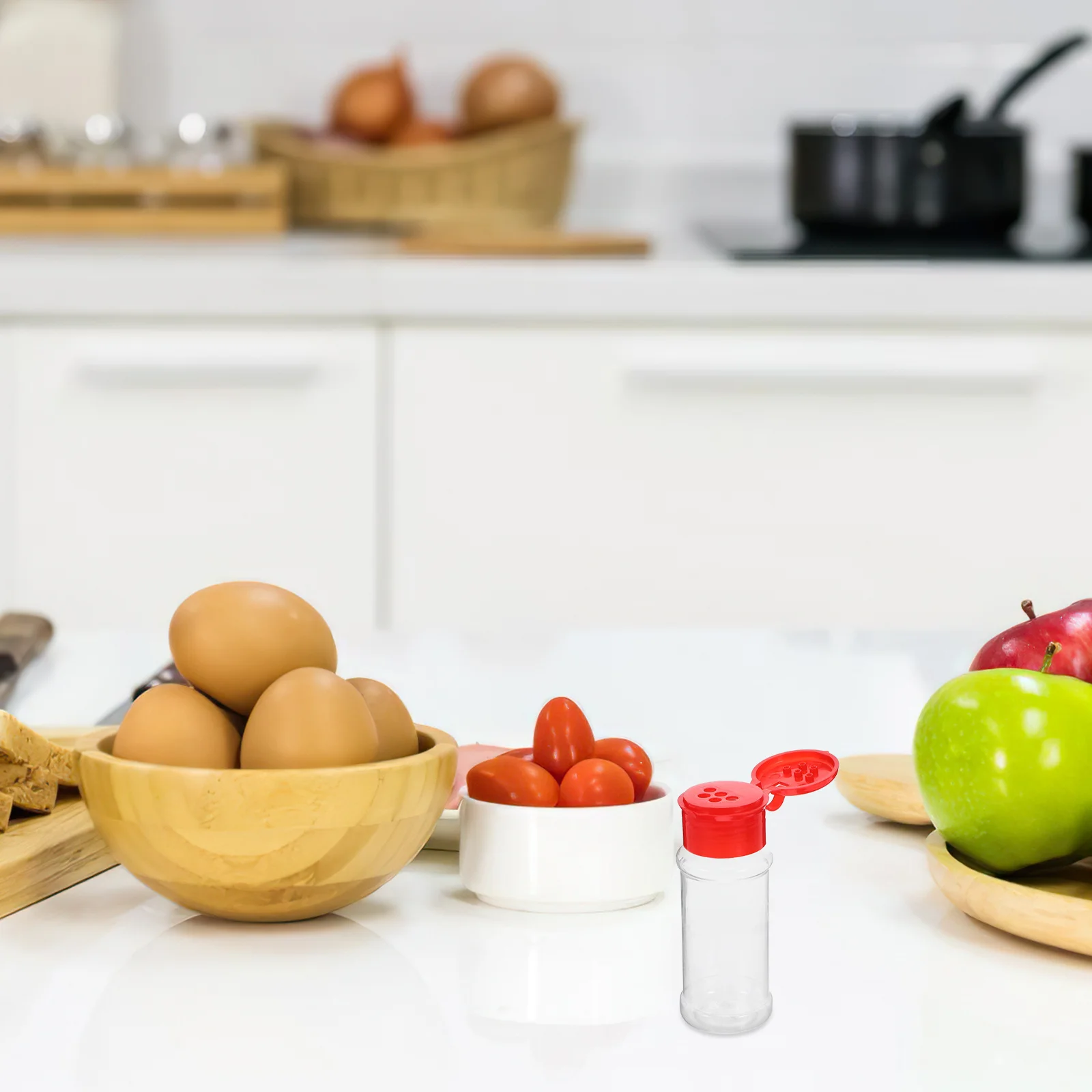 

12pcs 100Ml Transparent Kitchen Condiment Bottle Black Cap Moisture Proof Multipurpose Spice Jar Seasoning Container Kitchen