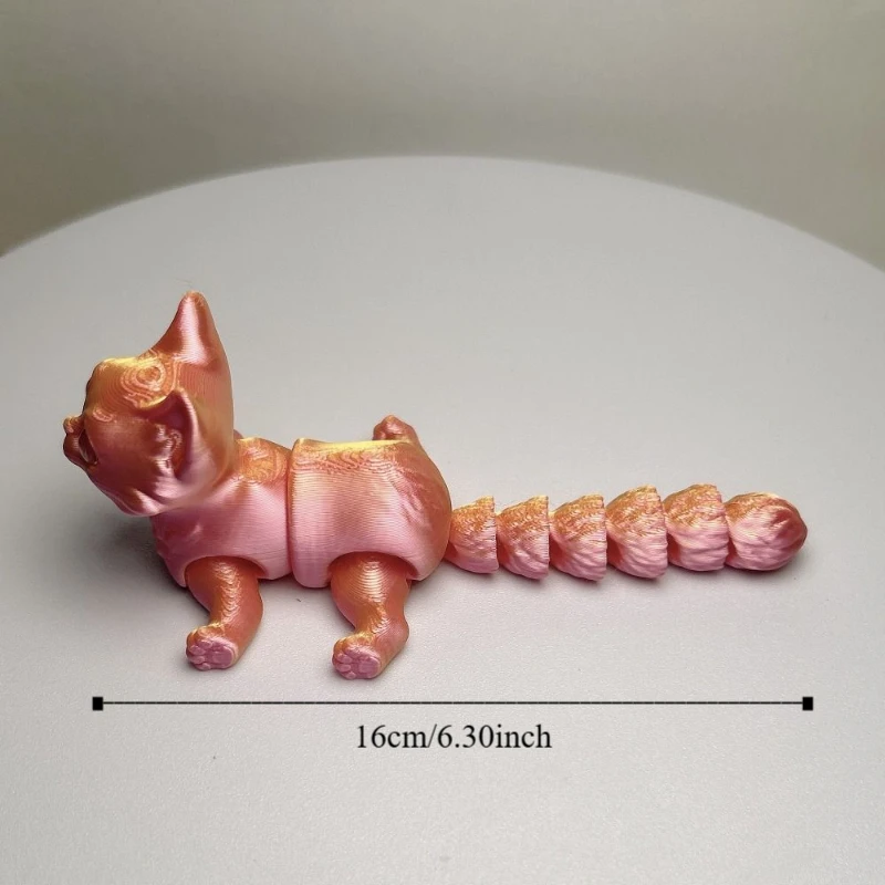 큰 눈 3D 인쇄 고양이 모델 플라스틱 소재 창조적 조각 관절 고양이 현실적인 디자인 3D 인쇄 기술