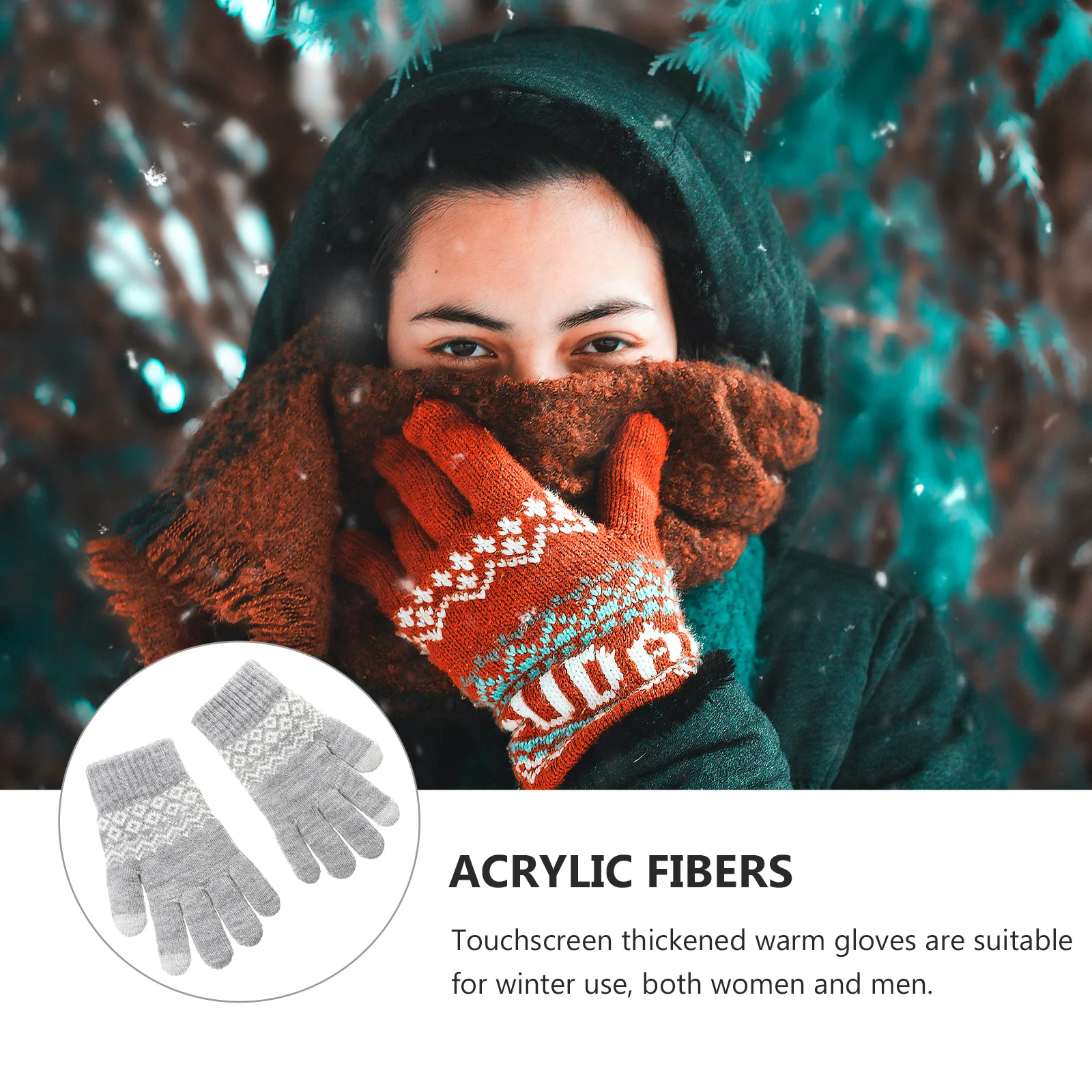 

1 Pair Knitted Gloves Thick Warm Windproof Winter Mitts for Riding Universal Acrylic Elastic