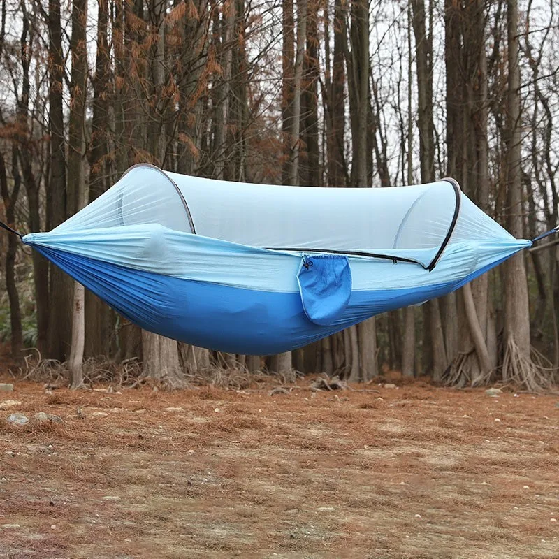 Automatic Quick-opening Mosquito Net Hammock Outdoor Camping Pole Mosquito Net Hammock Anti-rollover Nylon Hammock Anti-mosquito