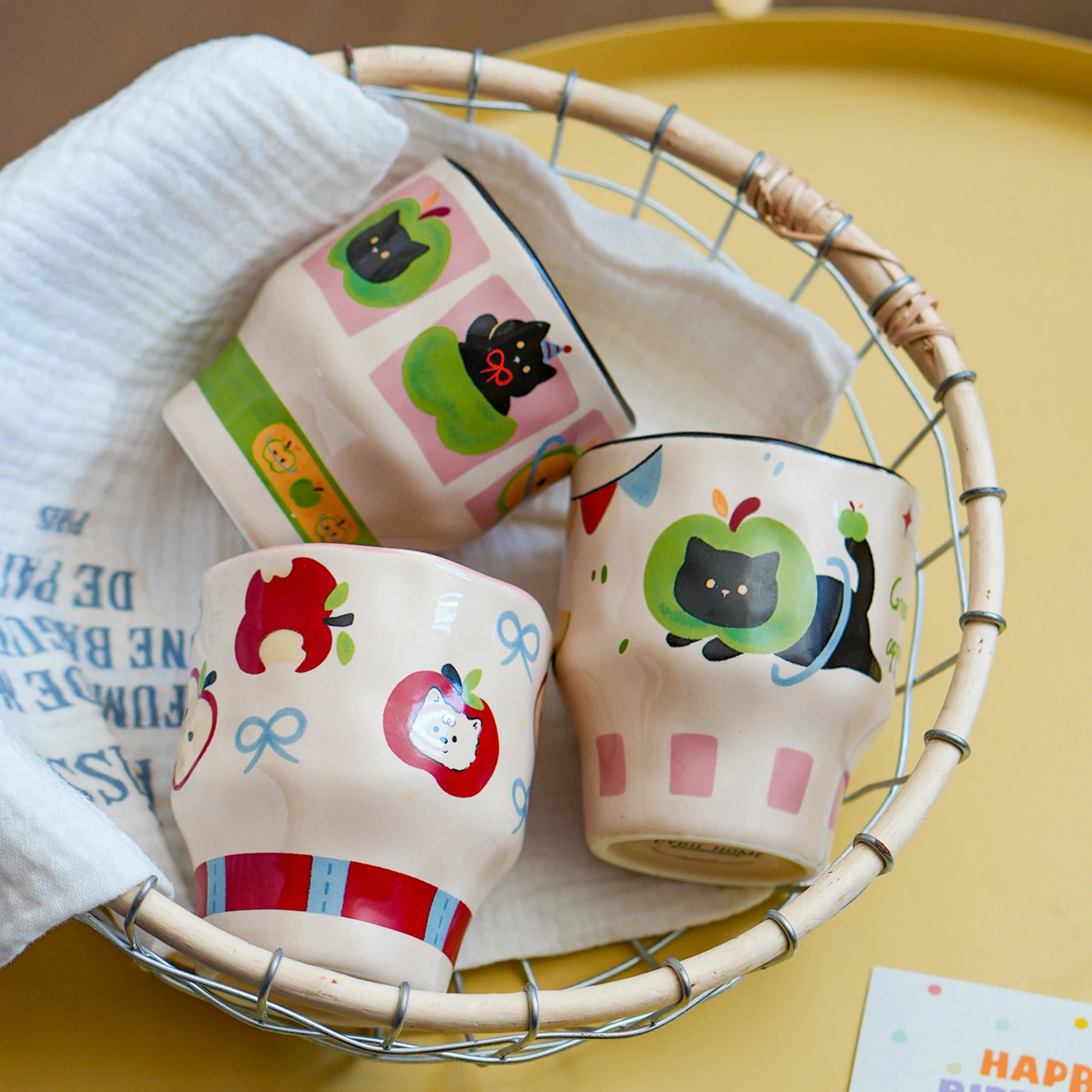 290ML Cute Ceramic Heat Resistant Mug for Women Aesthetic Stackable Coffee Tea Cup Space Saving Design High Quality Drinking Cup