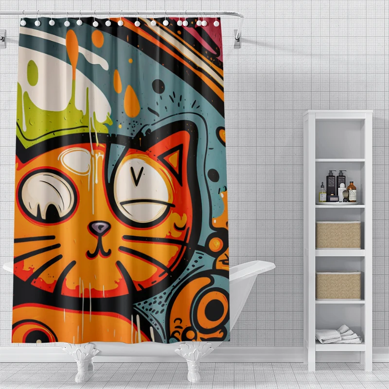 

Painting graffiti art Shower Curtain Washable Dirt-Resistant Shower Head waterproof Polyester Bath Curtain For Home Decor