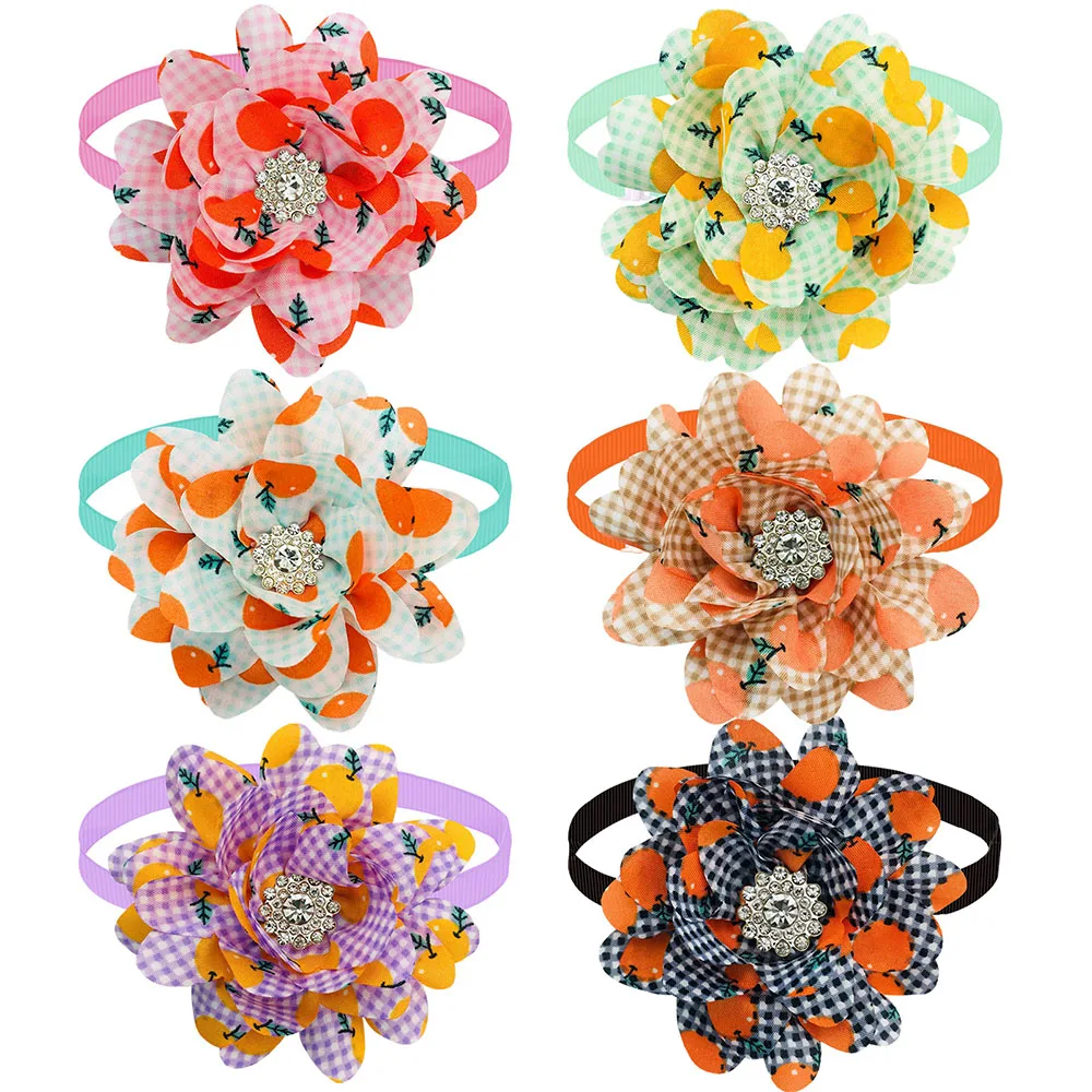 50PS Bulk Flower Bowties For Dogs Pets Cute Dianomd Small Dog Cat Bow Tie Collar Summer Dog Grooming Accessories For Small Dogs