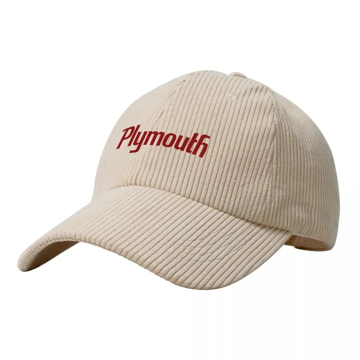 Plymouth Script - Blood Red Corduroy Baseball Cap western Hat Fluffy Hat Mountaineering For Men Women's