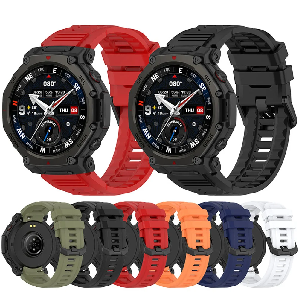 

For Amazfit T-Rex3 PRO 48MM Watch Strap Replacement Silicone Strap Waterproof Sweatproof Sports Watch Band
