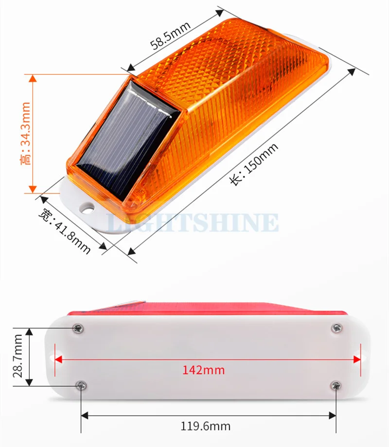 Solar Led Traffic Warning Light Night Equipment Outline Column  Light Collision Barrier Strobe Light