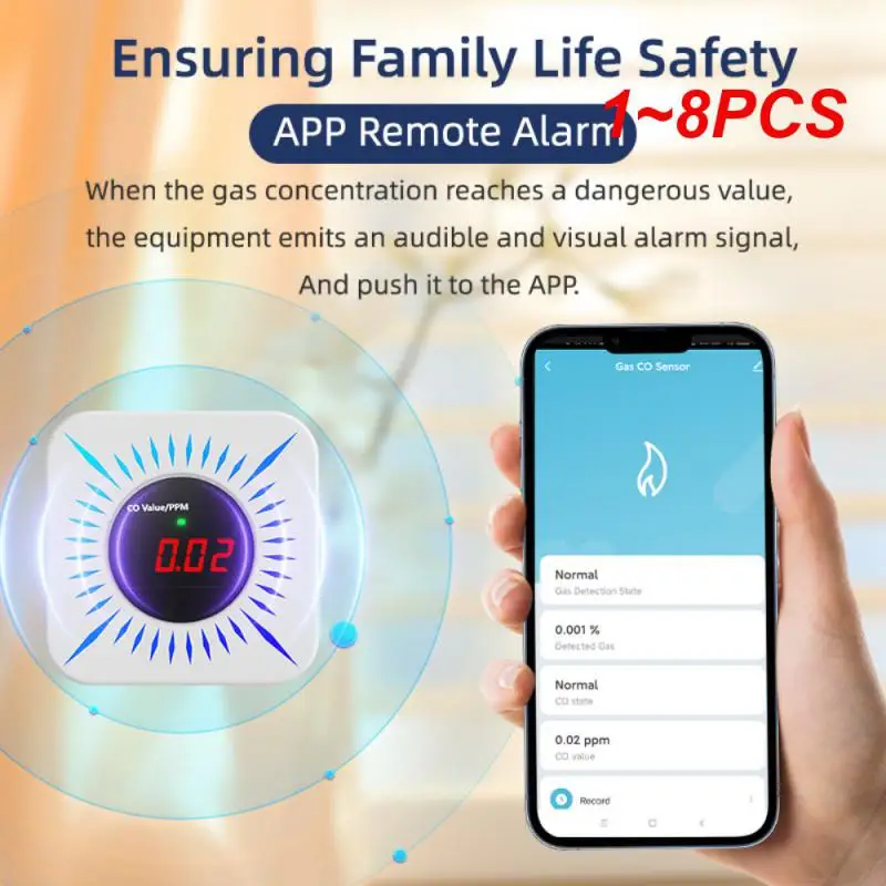 

1 ~ 8 шт. Tuya беспроводное соединение 24/7 мониторинг умный дом передовая технология гарантия безопасности умный детектор угарного газа