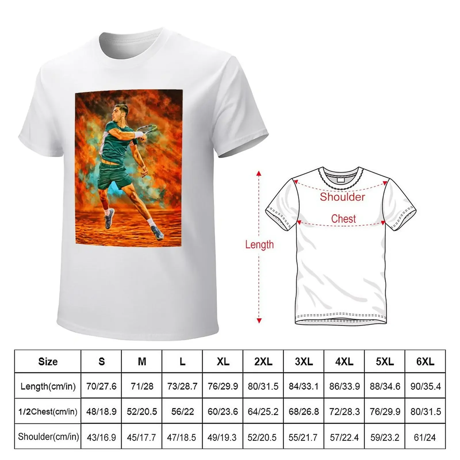 Carlos Alcaraz plays forehand. 2022. Digital artwork print poster. Tennis fan art gift. T-shirt