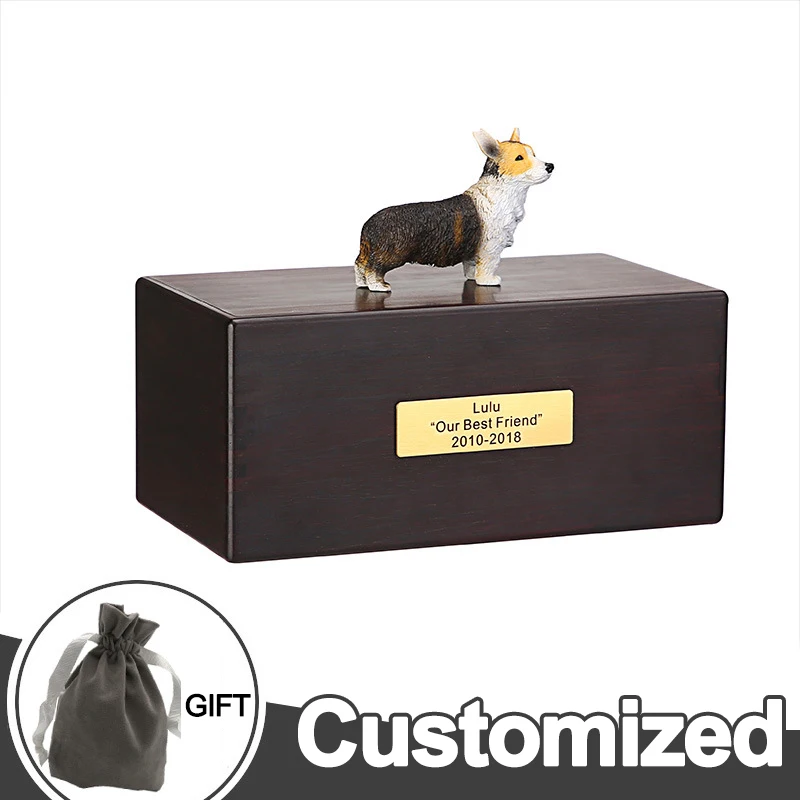 Customized Pet Urn Dog Cat Cremation Funeral Urn for Ashes Wooden Animal Urns Lettering Seal Moisture-proof Small Big Dogs Urns