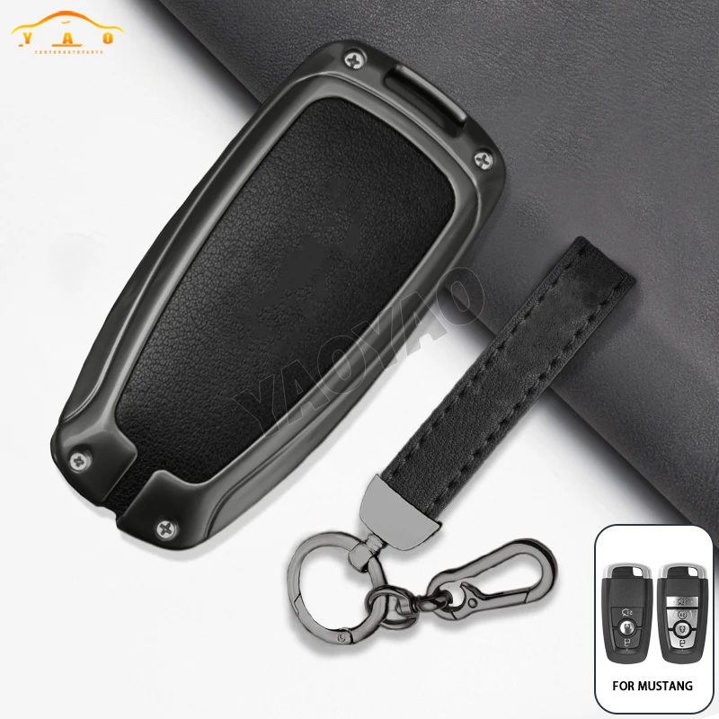 Car Zinc Alloy Leather Key Cases Holder Cover For Ford Raptor F150 Explorer Mustang Fusion Escape F250 F350 F450 RAPTOR