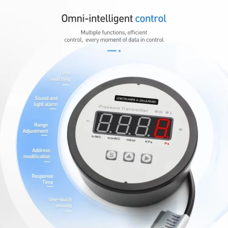 LFM73 Multifunctional Differential Pressure Transmitter 1%FS Accuracy 4-20mA 0-10V RS485 IP65