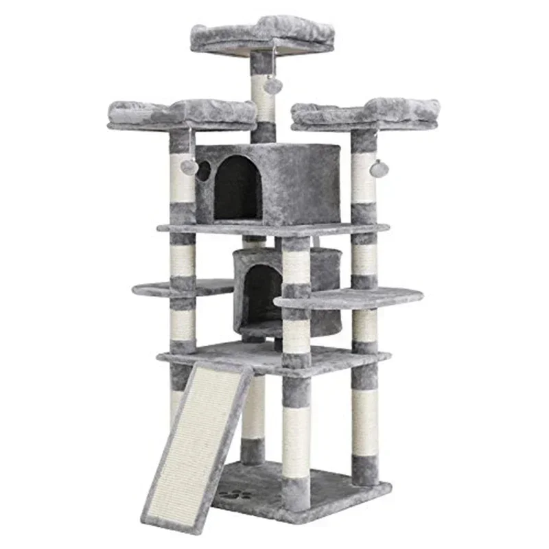 Wholesale hot selling customized large size wooden pet scratcher house tower condo cat tree