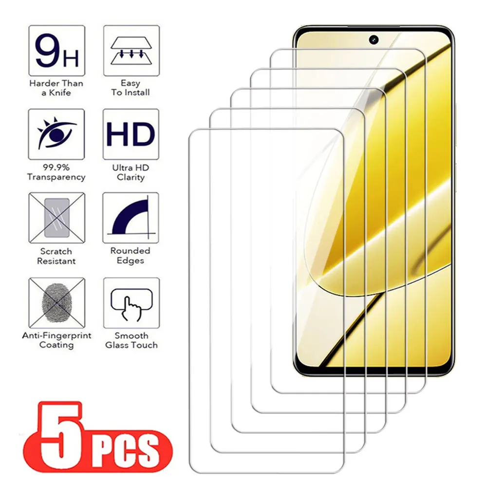 4Pcs Anti-Burst Tempered Glass For Realme 8 9 10 11 Pro Plus Screen Protector C20 C21 C25 C30 C31 C33 C35 C51 C53 C55 Glass Film