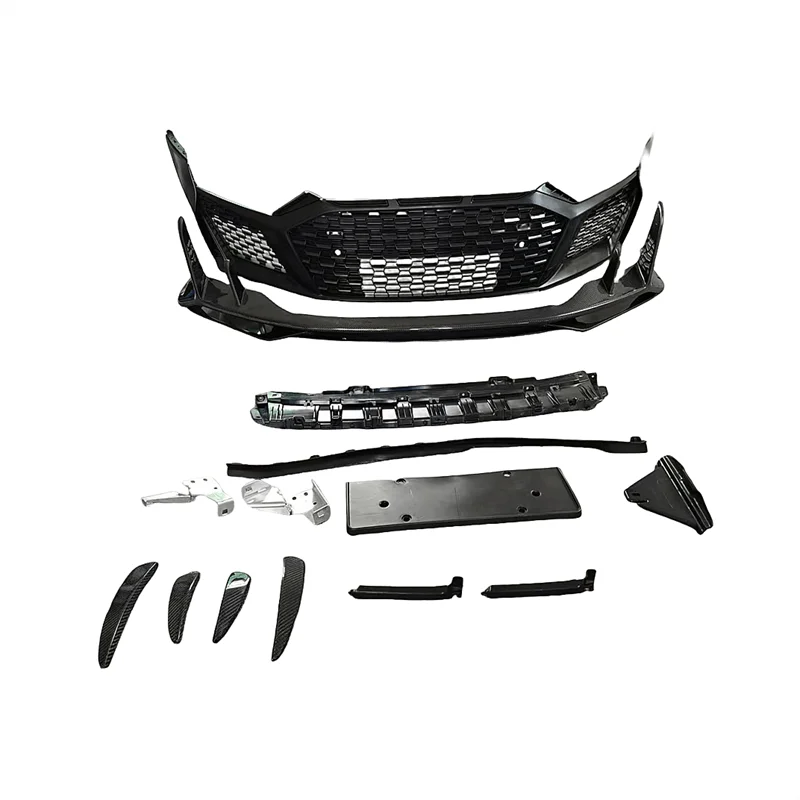 

Wholesale For Audi R8 PP Material Body Kit 2016-2021 Upgraded Front Bumper Center Grille Carbon Fiber Front Lip Body Kit