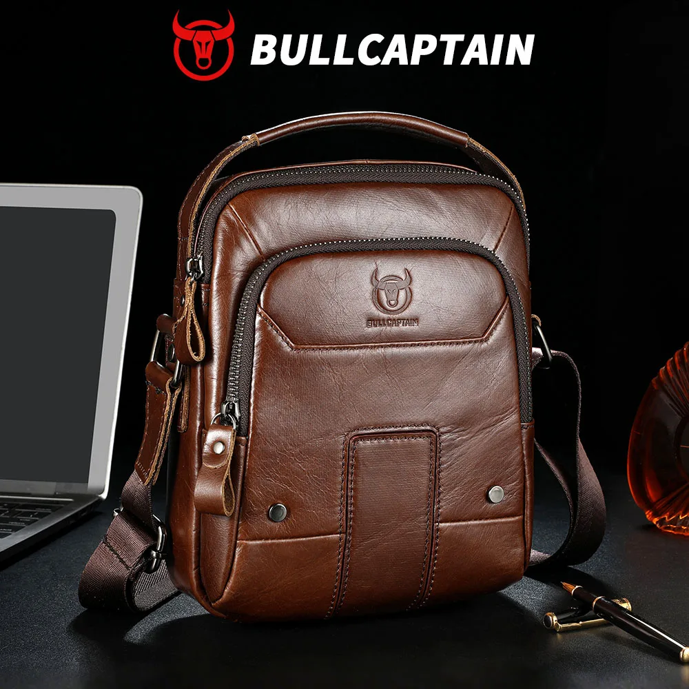 BULLCAPTAIN Men's Crossbody Bag Shoulder Bag Fashionable Leather Bag Travel Bag Fashionable Leather Bag