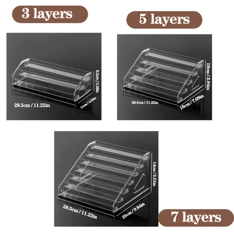 1pc Transparent Acrylic 3/5/7-Tier Cosmetic Display Stand - Ideal for Showcasing Jewelry, Badges, Etc. - Adjustable and Durable