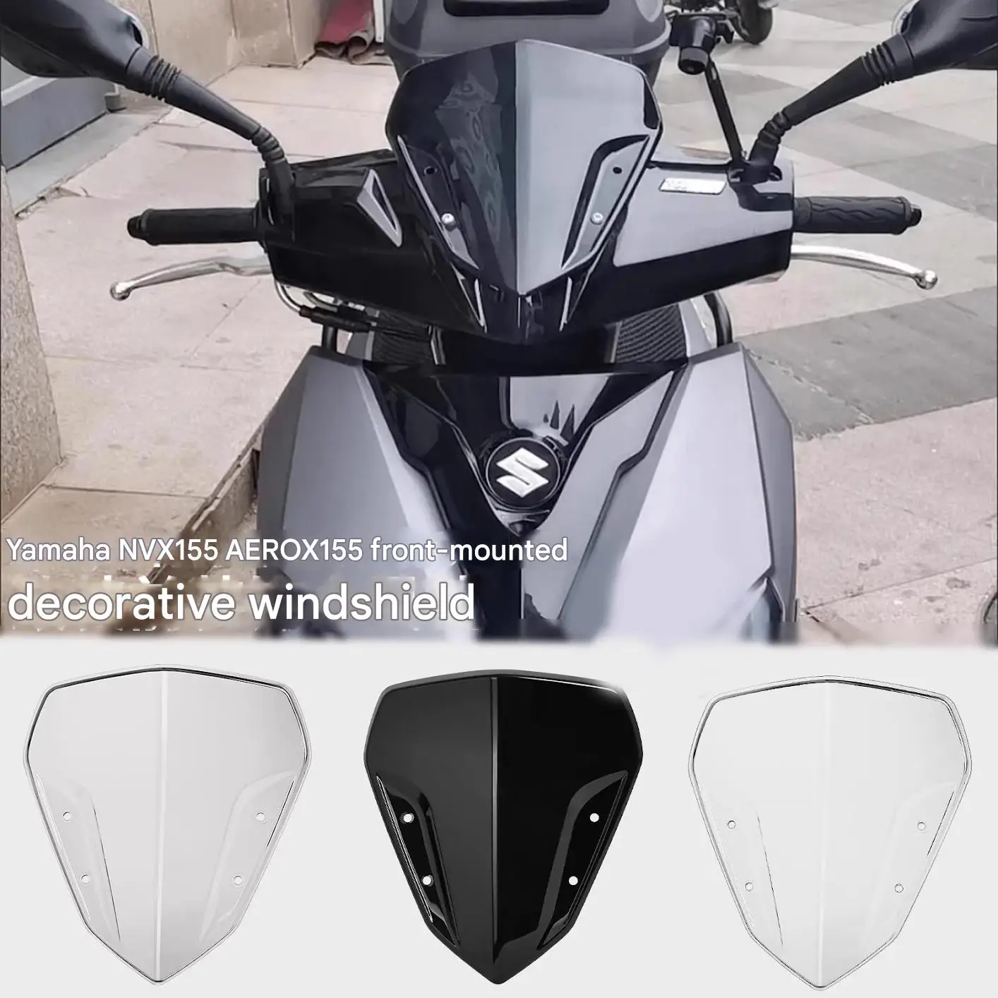 For Yamaha NVX155 AEROX155 Modified Front Windshield Fairing with Integrated Mirror for Enhanced Aerodynamics And Protection