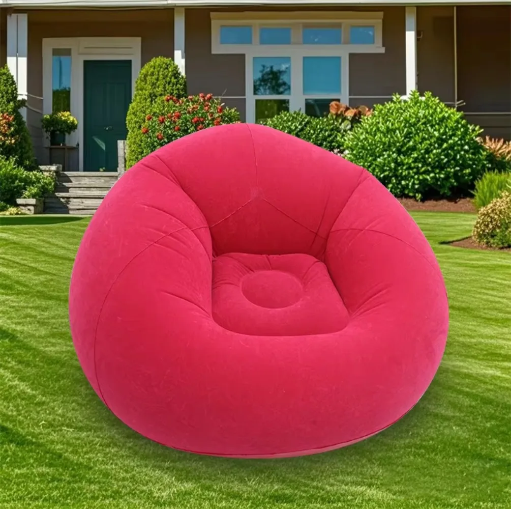 Plush Flocked Inflatable Bean Lazy Sofa Chair With Backrest For Home Office Living Room Rest Lounge Living Room