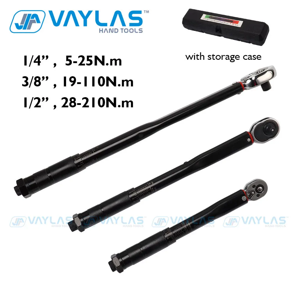 

1/4'' 3/8'' 1/2'' Square Drive Torque Wrench 5-210N.m Two-way Precise Ratchet Wrench Adjustable Repair Spanner Key High-accuracy