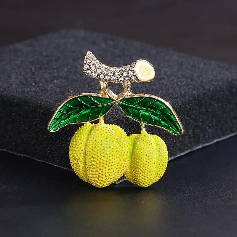 Fashion Rhinestone Metal Fruit Durian Brooches For Women Clothing Coat Party Accessries Gifts