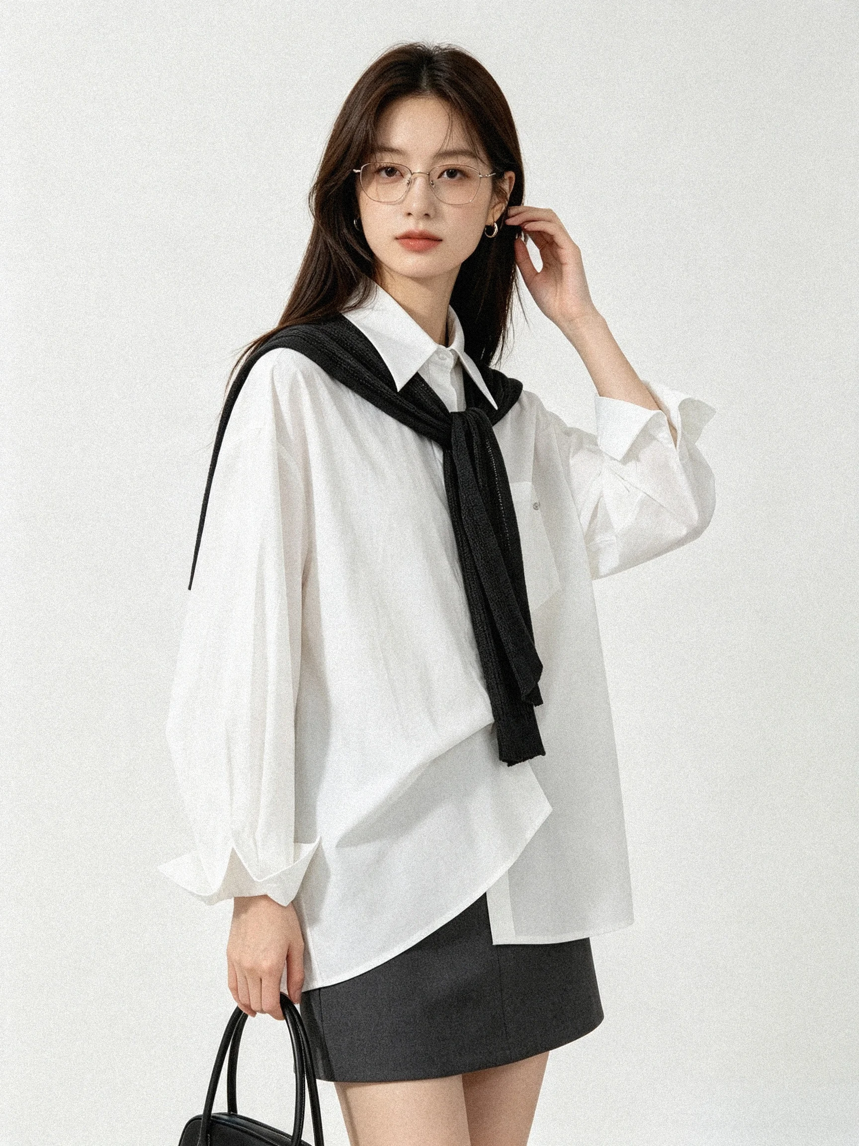 Loose Long Sleeve Women's Shirt And Shawl Two-Piece Set Korean Style Autumn Collection Comfortable Breathable Sun Protection