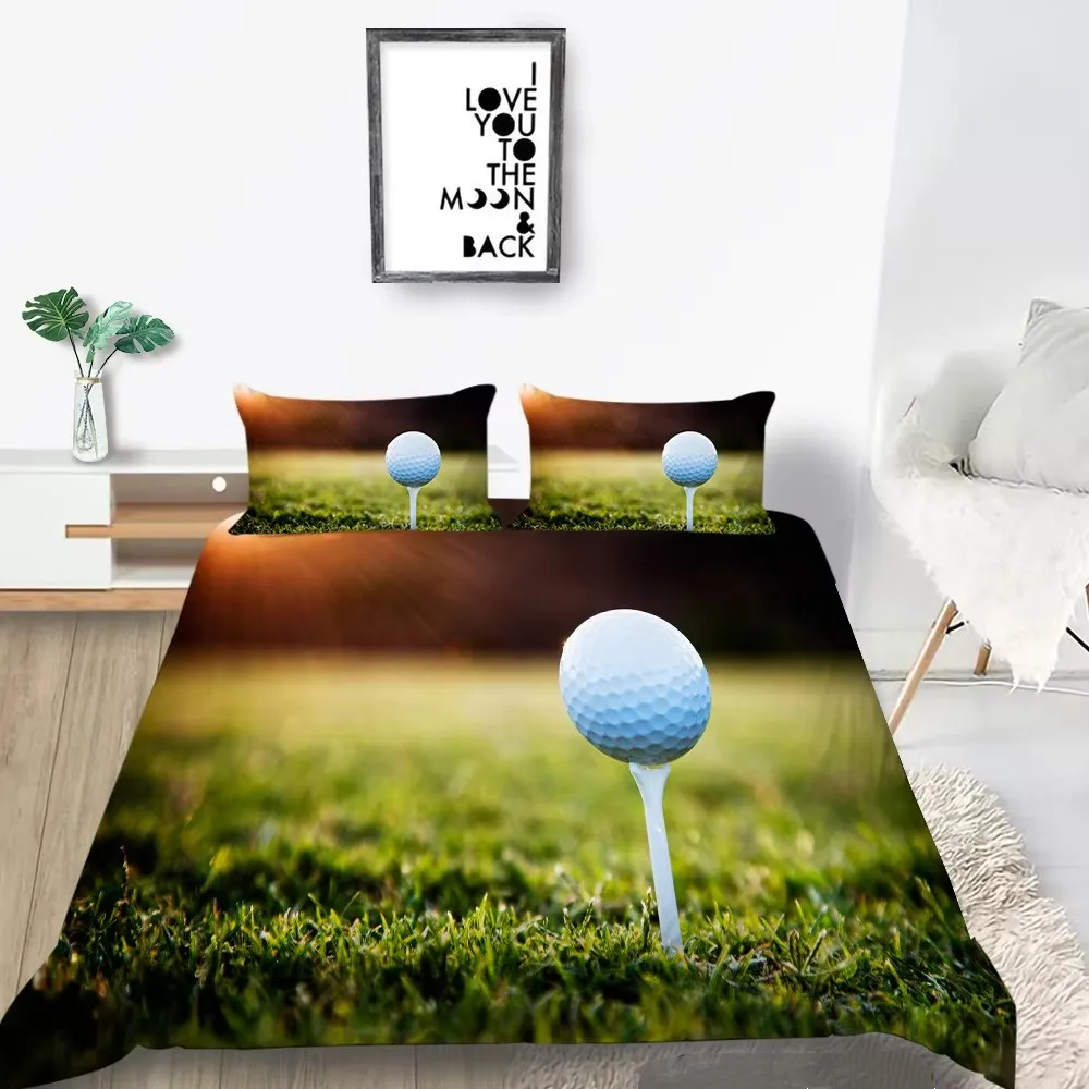 Golf Duvet Cover Twin Full Queen King Size Sports Theme Ball Games Bedding Set Green Golf Course Comforter Cover for Boys Teens