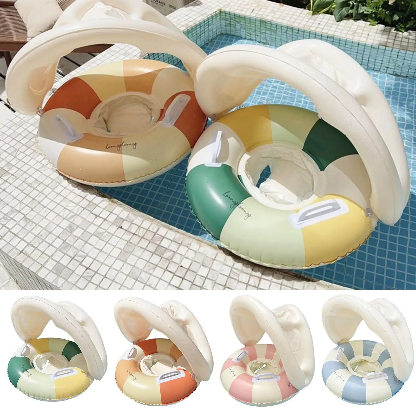 Baby Pool Float Ring Baby Inflatable Swimming Pool Float Ring With Canopy Foldable Pool Bathtub Toys For Baby pool Safety Seat