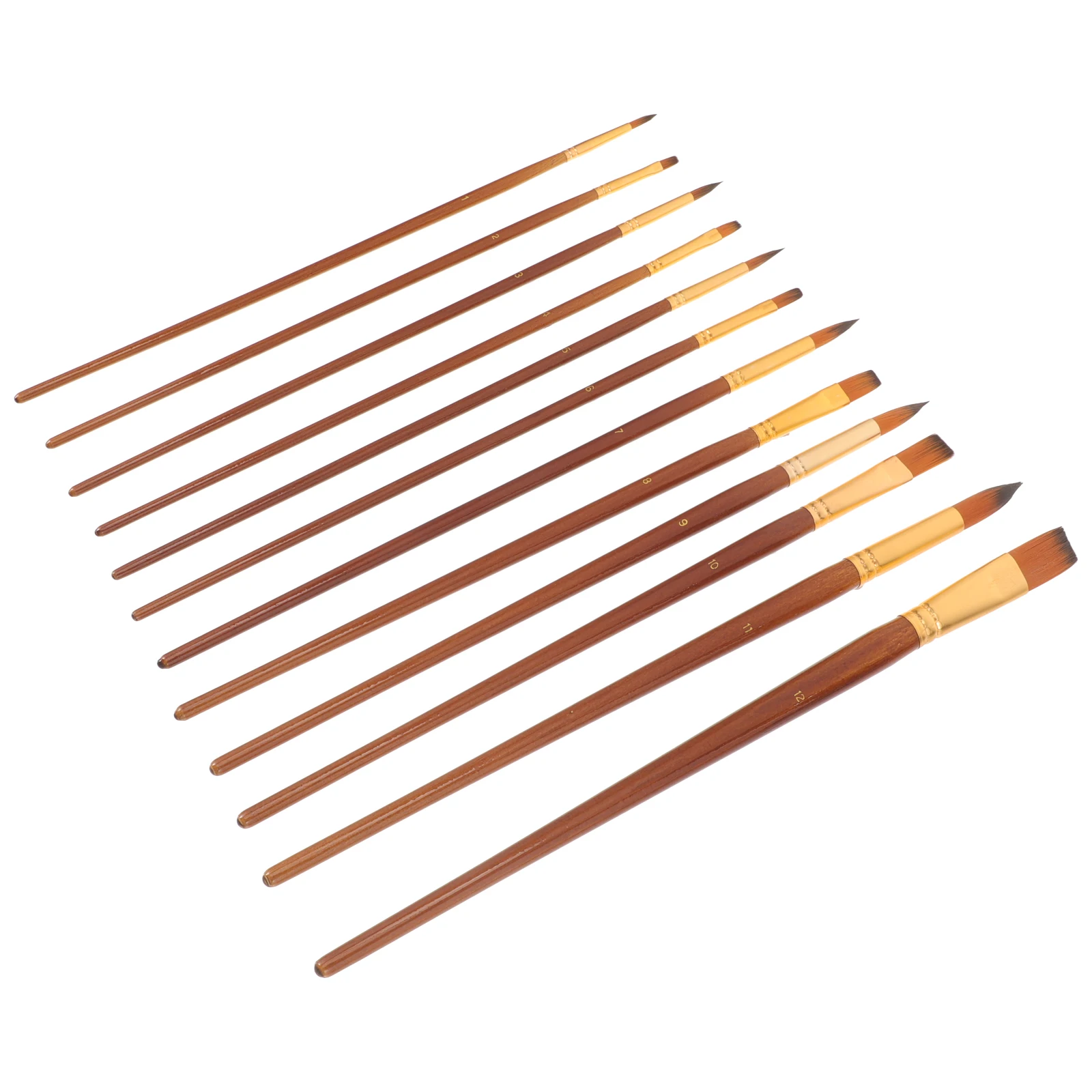 

12pcs Nylon Hair Paint Brushes Wooden Handle for Acrylic Watercolor Gouache Oil Body Nail Face Ceramic
