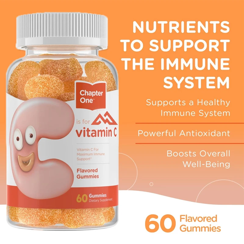 

Adult and children's vitamin C gummies 125mg chewable children's vitamin C supplements 60 capsules vegetarian