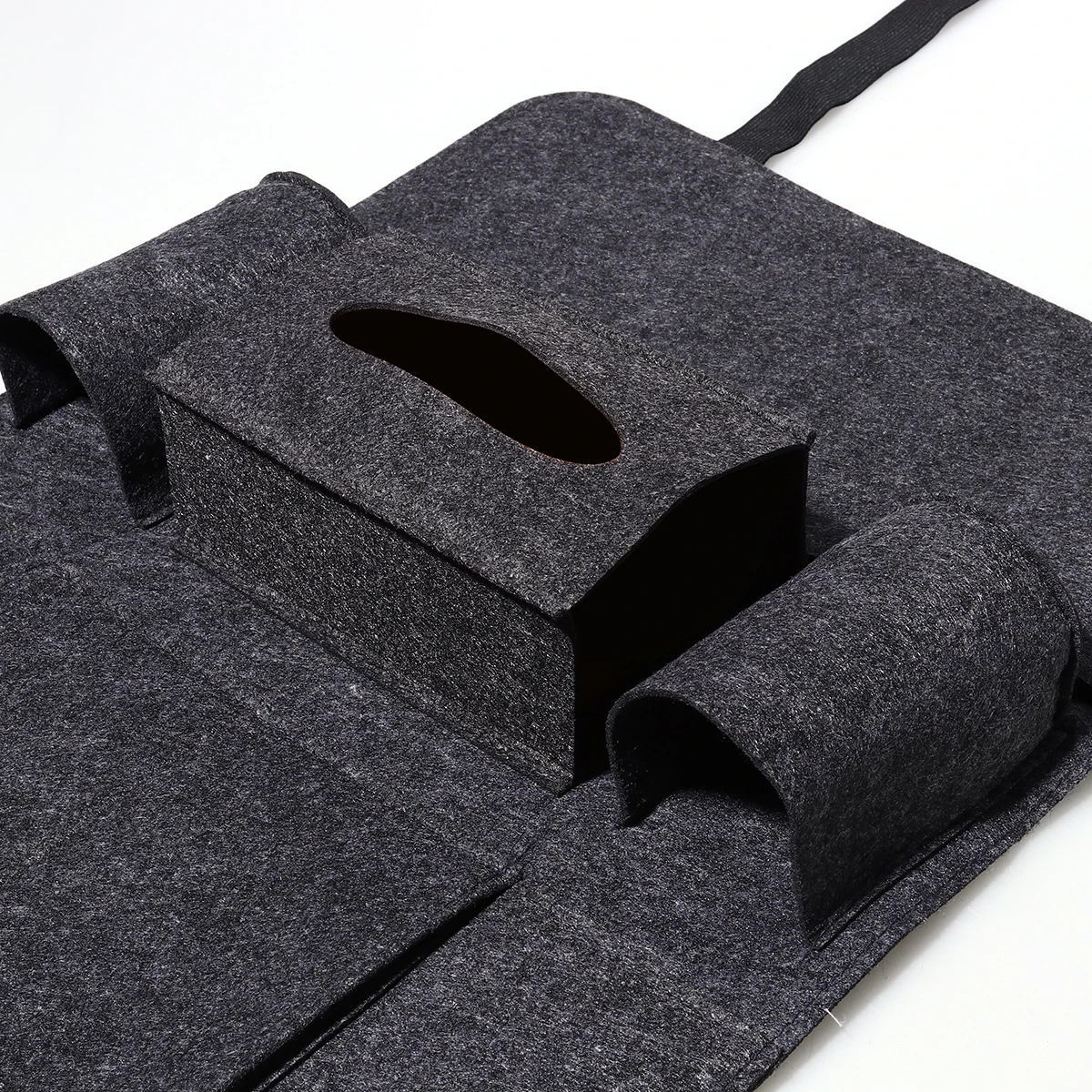 

Backseat Car Organizer Felt Large Storage 6-Pocket Dark Gray Bag for Tissue Box Pens Magazines Car Storage Accessories