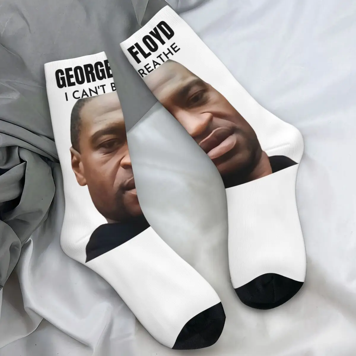 

Носки Rip George Floyd I Can't Breathe, зимняя справедливость для Джорджа Флойд, чулки Black Lives Matter, теплые мягкие нескользящие носки