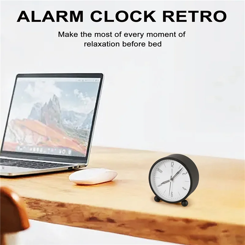 

-A94Z Бесшумный будильник, будильник без тикания, круглый светящийся металлический будильник, будильник, винтажное украшение