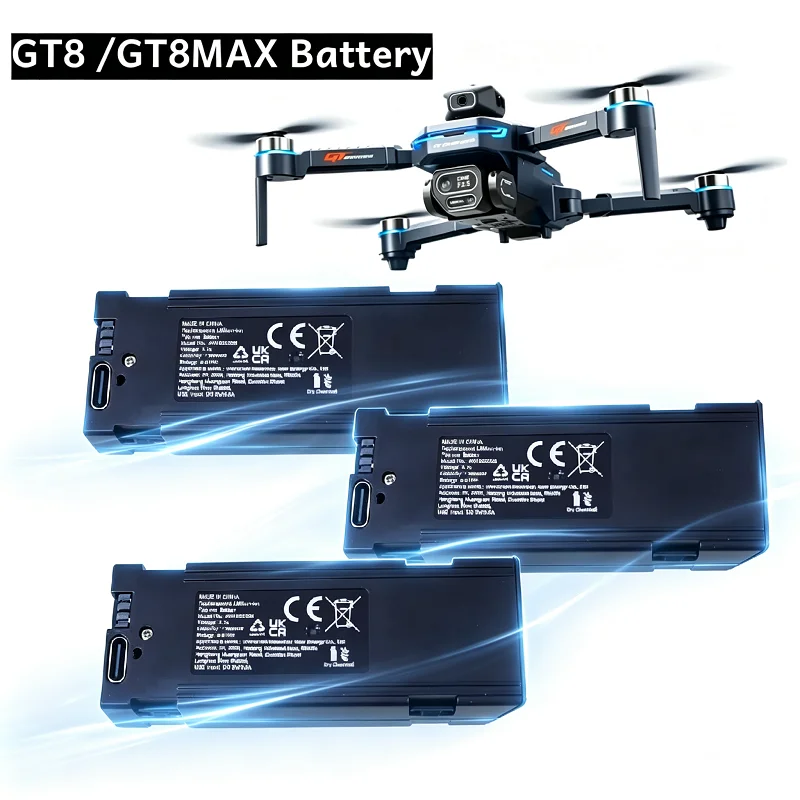 1-3Pcs Original GT8 Battery 3.7V 1300mAh for GT8Max Quadcopter 8K Professional Camera Drone 20min Flight Time