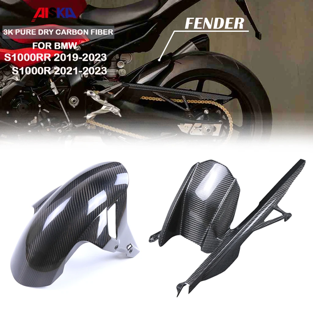 3K Pure Dry Carbon Fiber Motorcycle Front Fender Hugger Rear Mudguard Splash Guard For BMW S1000R M1000RR S1000RR 2019-2023 2022