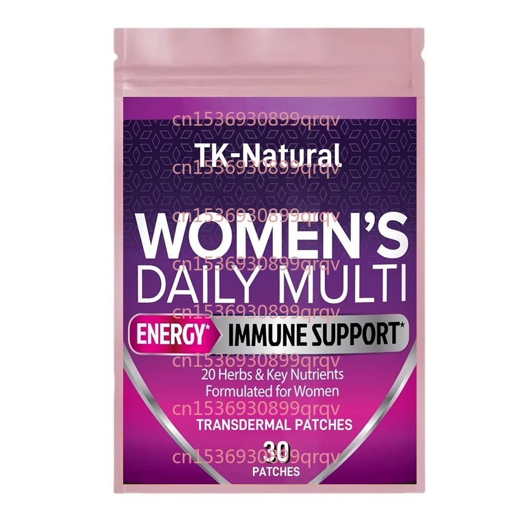 

30 трансдермальных пластырей с мультивитаминами для женщин, содержащие витамины A, C, D, E, B6, магний, для поддержки энергии и иммунитета