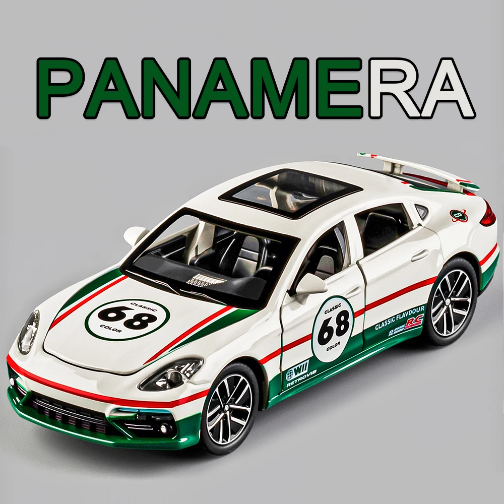 1:32 Porsche Panamera, modelos de aleación, juguetes, coches fundidos a presión, rueda extraíble, coche en miniatura, 6 puertas, vehículos abiertos para decoración de mesa