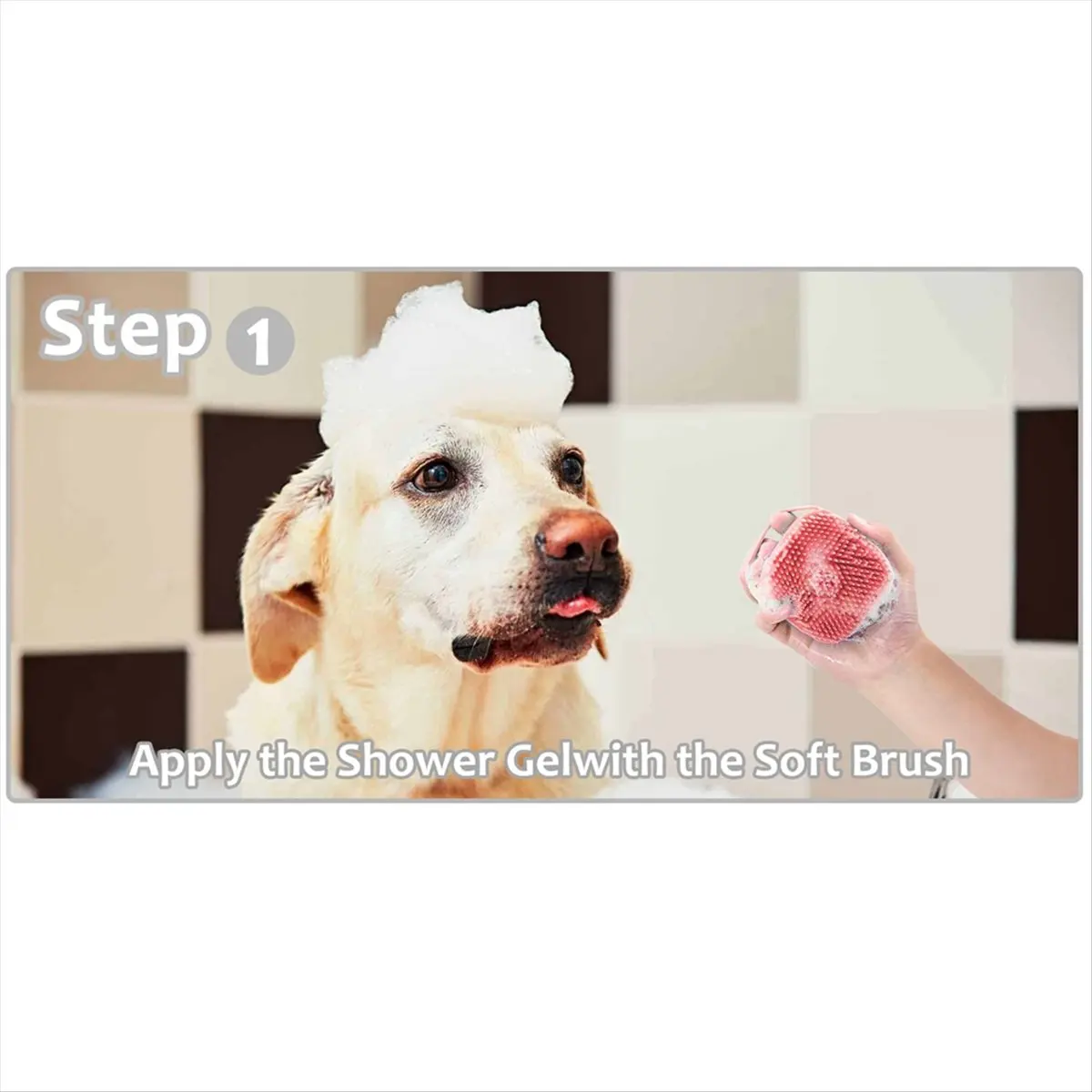 AA14 Pet Grooming Bath Massage Brush with Soap and Shampoo Dispenser Soft for Long Short Haired Dogs Cats Shower (2pc+ Pink)