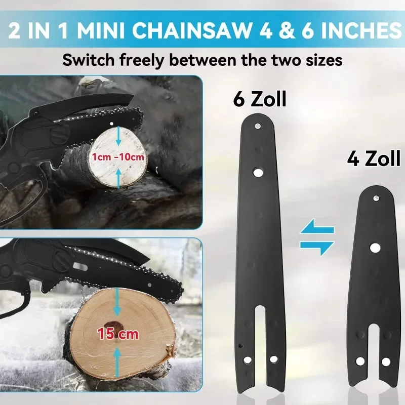 high power handheld chainsaw 6 inch mini battery lithium chain saw portable