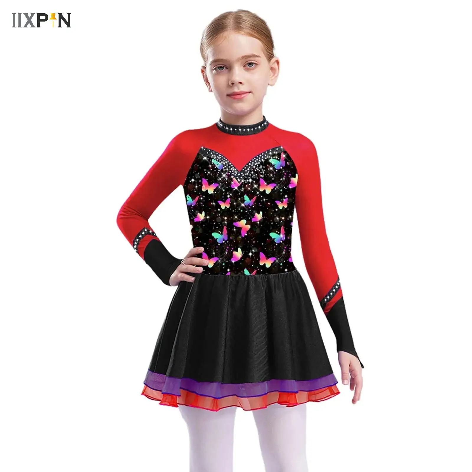 

Ballet Dance Dress for Girls Child Long Sleeve Figure Skating Leotard Tutu Rhythmic Gymnastics Jersey Ballerina Stage Costume