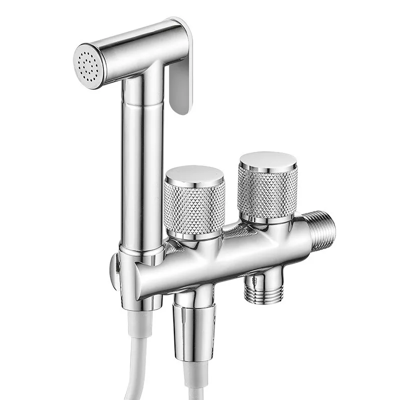 Imagem -06 - Chuveiro Higiênico para Banheiro Double Outlet Angle Valve Bidé Faucet wc Pulverizador Douche Head