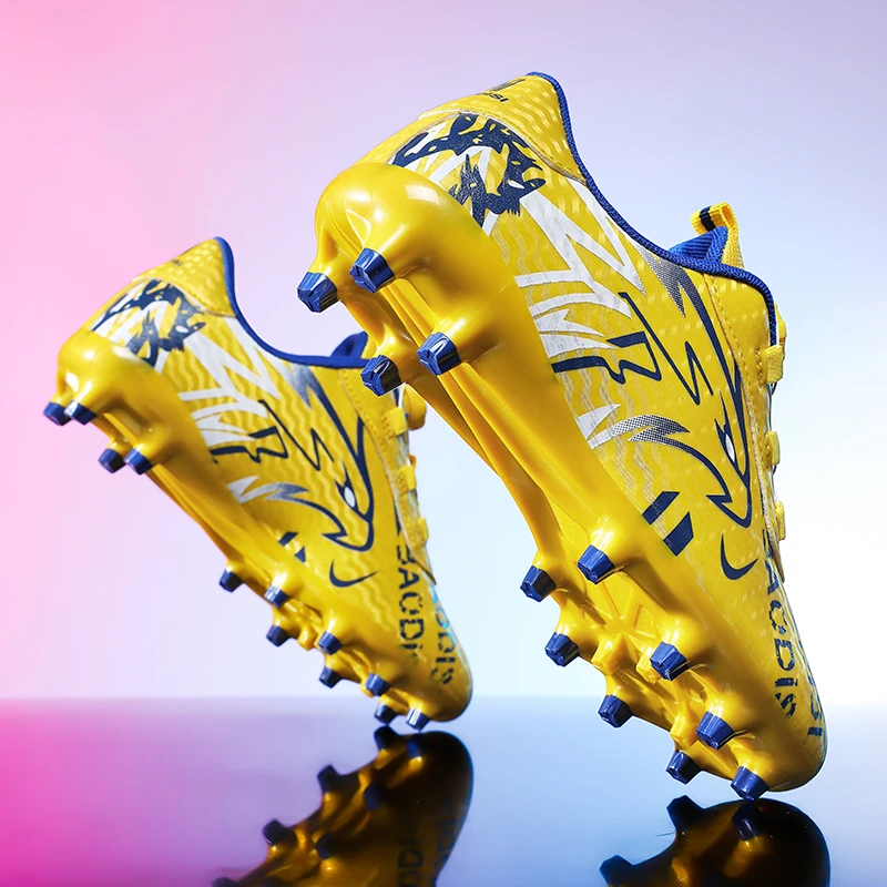 Kids Rotating Button Football Boots, Dual Stud Design Shockproof Breathable Outdoor Lawn Soccer Shoes For Daily Game
