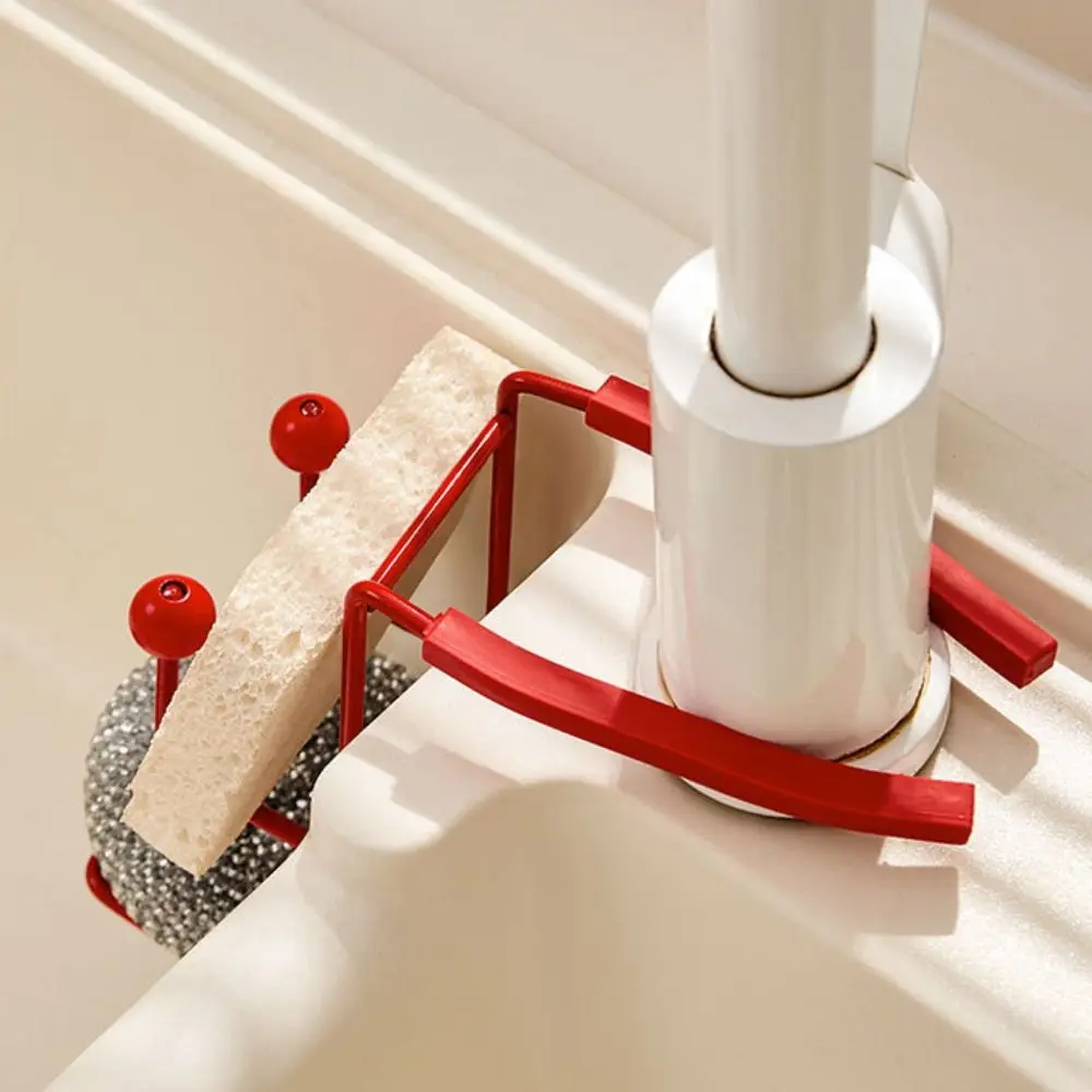 Storage Shelf Metal Sink Drying Rack Rustproof Iron Kitchen Sink Organizer Drain Holder Wall Sucker Sponge Holder Punch-Free