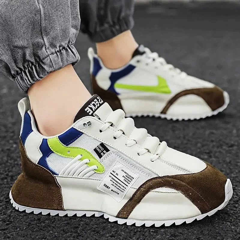 

2025 spring summer man gym run shoes breathable trainers sneakers male Fashion brand tenis men casual faux leather wedged shoes